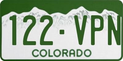 CO license plate 122VPN