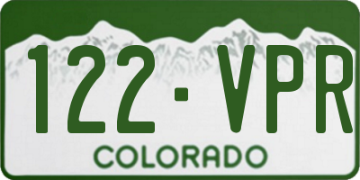CO license plate 122VPR