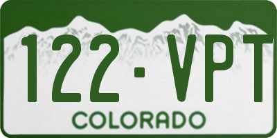 CO license plate 122VPT