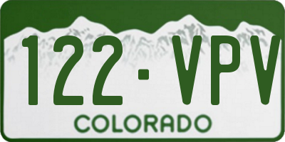 CO license plate 122VPV