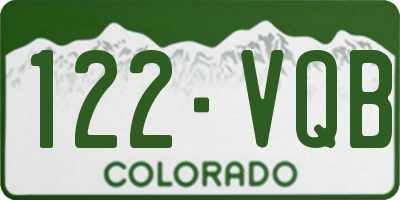 CO license plate 122VQB