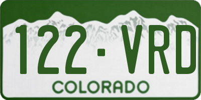 CO license plate 122VRD