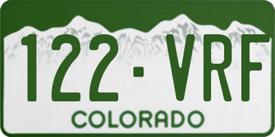 CO license plate 122VRF
