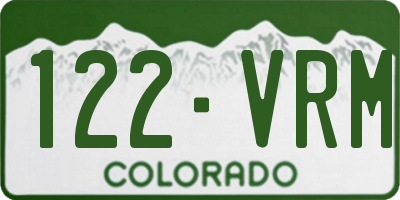 CO license plate 122VRM