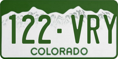 CO license plate 122VRY