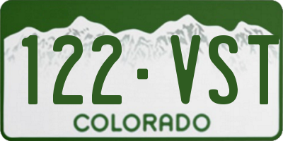 CO license plate 122VST
