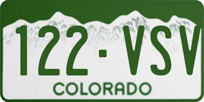 CO license plate 122VSV