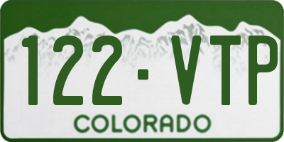 CO license plate 122VTP