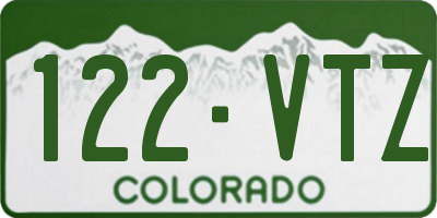 CO license plate 122VTZ