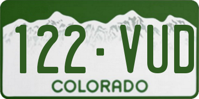 CO license plate 122VUD