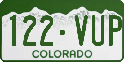 CO license plate 122VUP