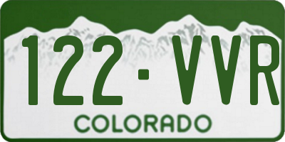 CO license plate 122VVR
