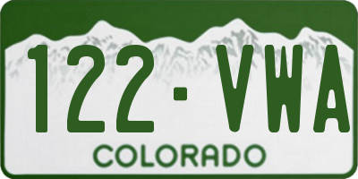 CO license plate 122VWA