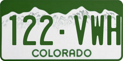 CO license plate 122VWH