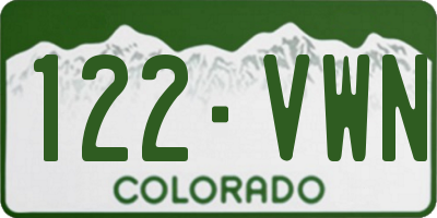 CO license plate 122VWN