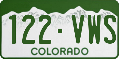 CO license plate 122VWS