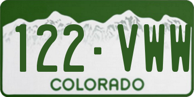 CO license plate 122VWW