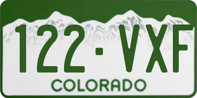 CO license plate 122VXF
