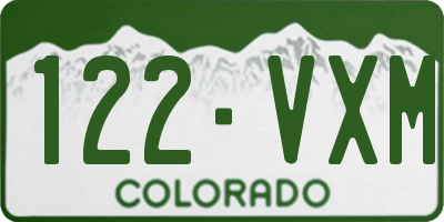 CO license plate 122VXM