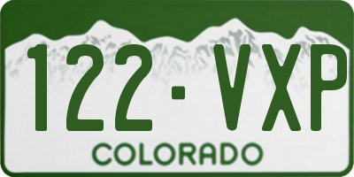CO license plate 122VXP