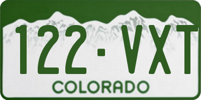 CO license plate 122VXT