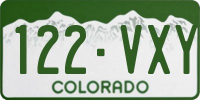 CO license plate 122VXY