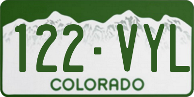 CO license plate 122VYL