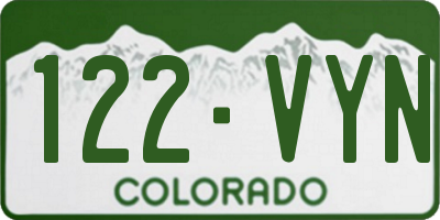 CO license plate 122VYN