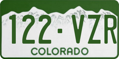 CO license plate 122VZR
