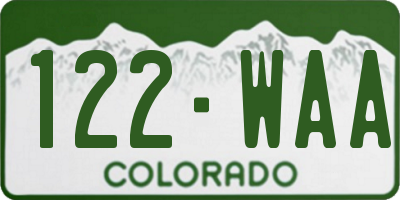 CO license plate 122WAA