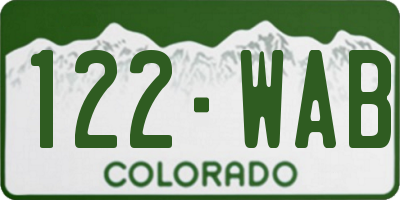 CO license plate 122WAB
