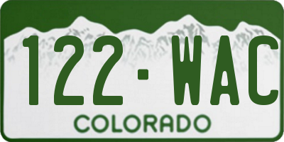 CO license plate 122WAC