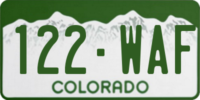 CO license plate 122WAF