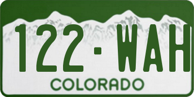CO license plate 122WAH