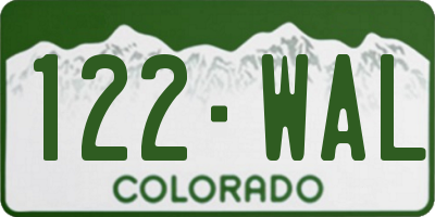 CO license plate 122WAL