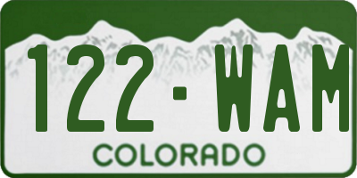 CO license plate 122WAM