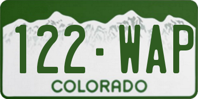 CO license plate 122WAP
