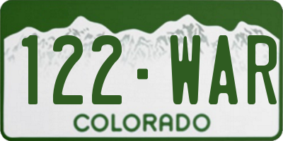 CO license plate 122WAR