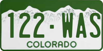 CO license plate 122WAS