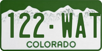CO license plate 122WAT