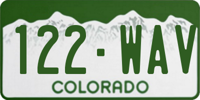 CO license plate 122WAV