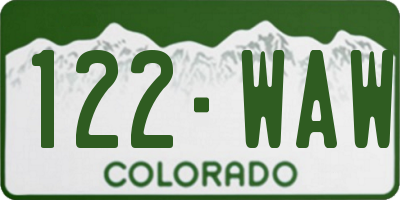 CO license plate 122WAW