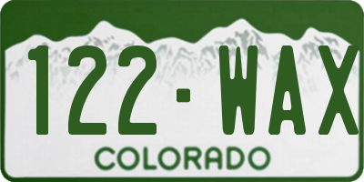 CO license plate 122WAX