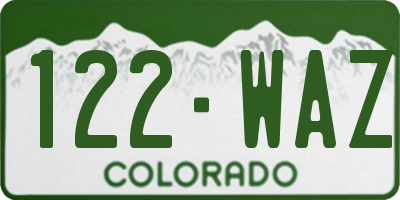 CO license plate 122WAZ