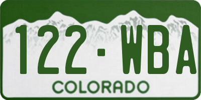 CO license plate 122WBA