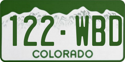 CO license plate 122WBD