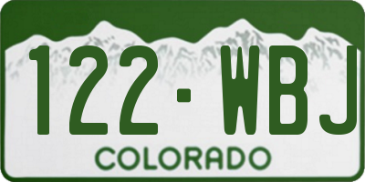 CO license plate 122WBJ