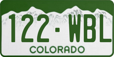 CO license plate 122WBL