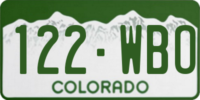 CO license plate 122WBO