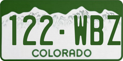 CO license plate 122WBZ